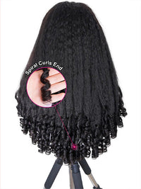 Kisslove Kinky Straight Burmese Curly Hair Invisi Drawstring Glueless Lace Wig Wear Go Wig With Spiral Curls