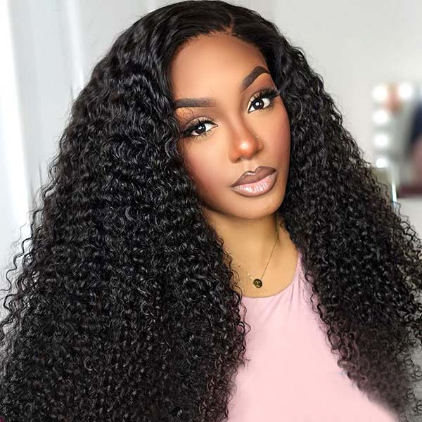 Kinky Curly Hair 13x4 Lace Frontal Wig Pre Plucked Natural Hairline Curly Hairstyles