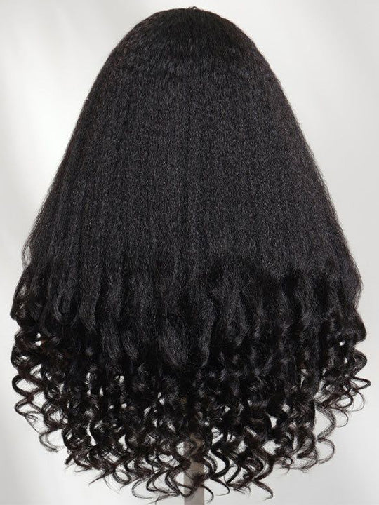Kisslove Kinky Straight Burmese Curly Hair Invisi Drawstring Glueless Lace Wig Wear Go Wig With Spiral Curls