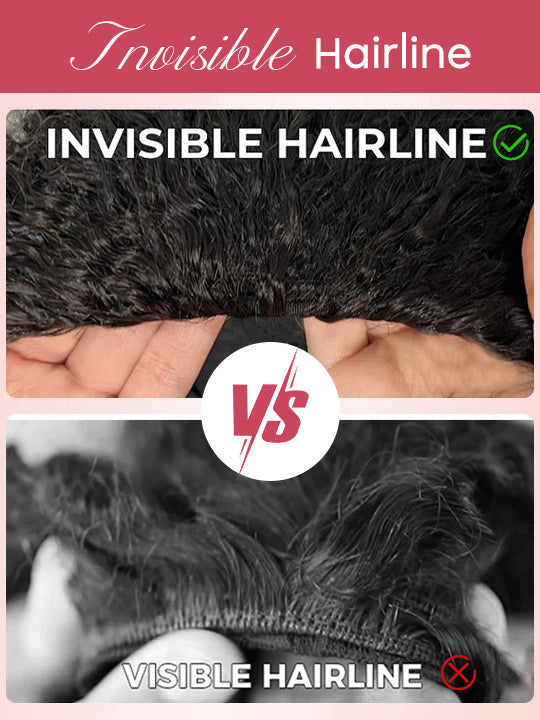 [3 In 1 Half Wig] Kinky Edge Kinky Straight Hair Beginner Friendly Glueless Drawstring Cap Half Wig