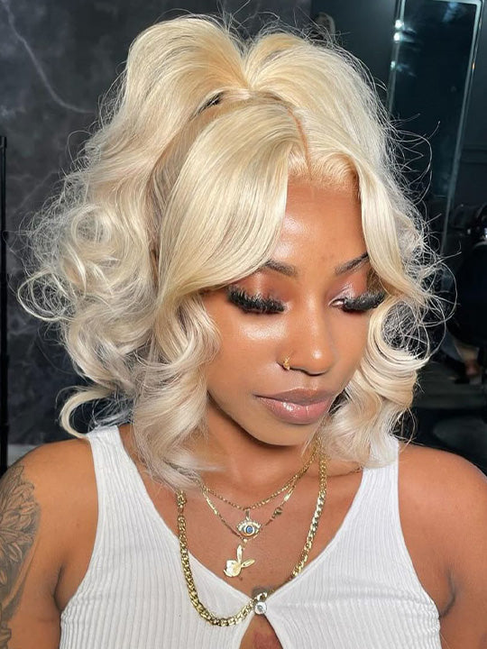 Kisslove Hair 613 Blonde  Invisi-Drawstring 360 Lace Wig Body Wave Glueless Lace Wigs for Women