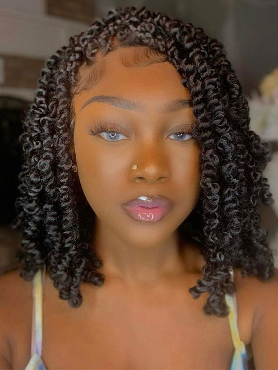 Kisslove Hair Two Strands Twists Pre-Braid Glueless 360 Lace Frontal Human Hair Wigs