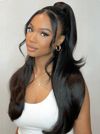 Kisslove Beginner Friendly Snug Fit 360 Lace Frontal Wig Bone Straight Hair Wigs With Invisi-Drawstring