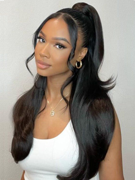 Kisslove Beginner Friendly Snug Fit 360 Lace Frontal Wig Bone Straight Hair Wigs With Invisi-Drawstring