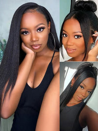 Kisslove Light Yaki Straight Hair Invisi-Drawstring 360 Lace Wig Pre-Everything Glueless Wigs