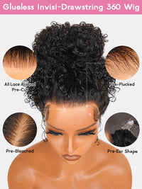 Kisslove Hair 4C Edge Kinky Curly Hair 360 Lace Wig Invisi Drawstring Glueless Lace Wigs