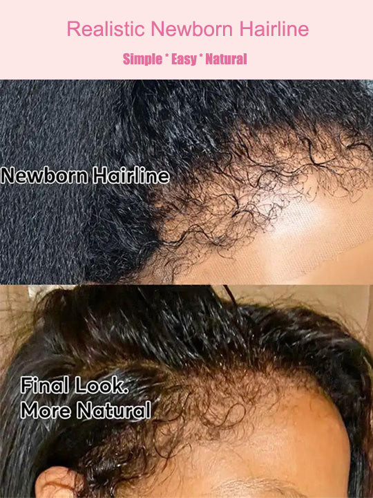 [Flash Deal] Hybrid Kinky Edge Kinky Straight Human Hair Wigs Newborn Hairline Glueless Lace Wig
