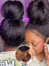Kisslove Newborn Hairline Kinky Straight Hair Invisi-Drawstring 360 Lace Wig Pre Everything Glueless Wigs