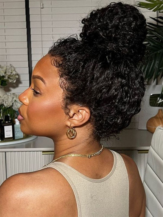 [4C Wig] Bleached Knots Kinky Curly Hair With Kinky Curly Edge Human Hair Lace Frontal Wig