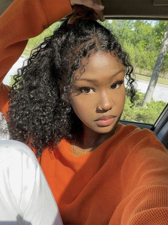 [4C Wig] Bleached Knots Kinky Curly Hair With Kinky Curly Edge Human Hair Lace Frontal Wig