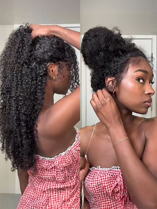 Kisslove Hair 4C Edge Kinky Curly Hair 360 Lace Wig Invisi Drawstring Glueless Lace Wigs