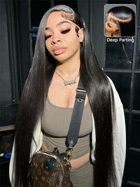 40 Inch 13x6 Full Lace Frontal Wig Long Straight Human Hair Wigs