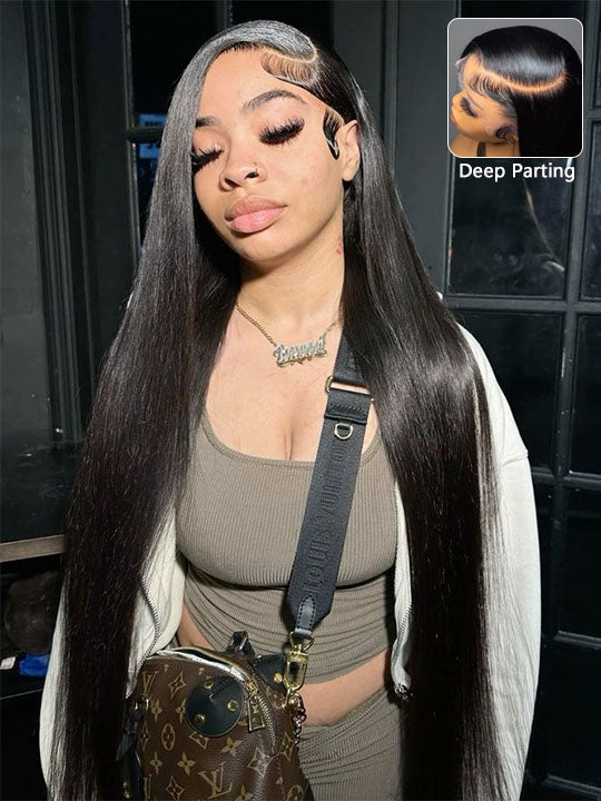 40 Inch 13x6 Full Lace Frontal Wig Long Straight Human Hair Wigs