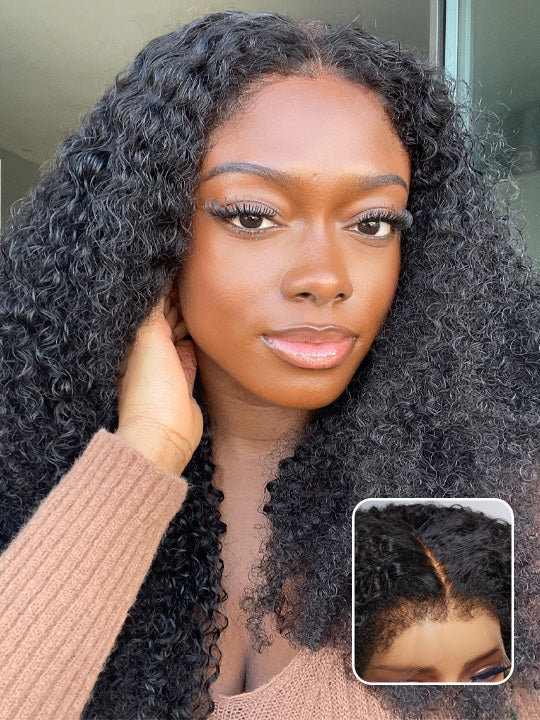 Kisslove Hair 4C Edge Kinky Curly Hair 360 Lace Wig Invisi Drawstring Glueless Lace Wigs