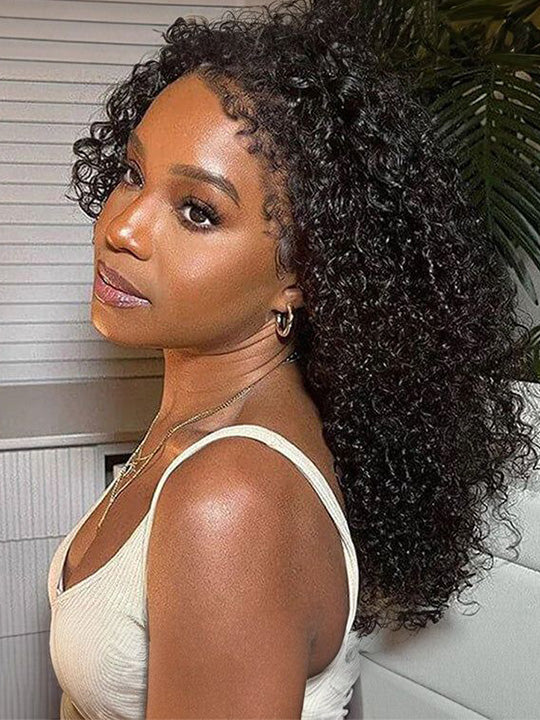 [4C Wig] Bleached Knots Kinky Curly Hair With Kinky Curly Edge Human Hair Lace Frontal Wig