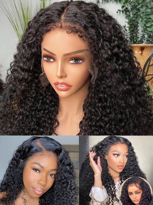 [4C Wig] Bleached Knots Kinky Curly Hair With Kinky Curly Edge Human Hair Lace Frontal Wig