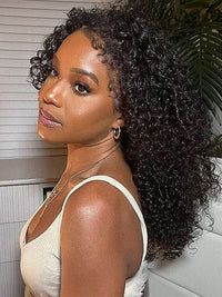 [4C Wig] Bleached Knots Kinky Curly Hair With Kinky Curly Edge Human Hair Lace Frontal Wig