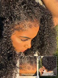 Kisslove Hair 4C Edge Kinky Curly Hair 360 Lace Wig Invisi Drawstring Glueless Lace Wigs