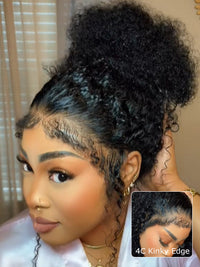 Kisslove Hair 4C Edge Kinky Curly Hair 360 Lace Wig Invisi Drawstring Glueless Lace Wigs