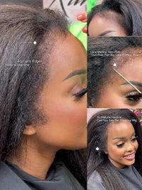 [4C Wig] Kinky Edges 13x4 13x6 HD Transparent Lace Frontal Wig Kinky Straight Human Hair Wigs