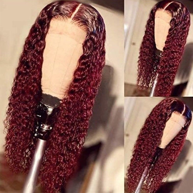 99J Burgundy Color 5x5 HD Lace Closure Wigs Deep Wave Dark Red Human Hair Wigs