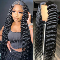 Crimped Hair 5*5 HD Lace Wig Loose Deep Wave 14A Brazilian Virgin Human Hair Wigs
