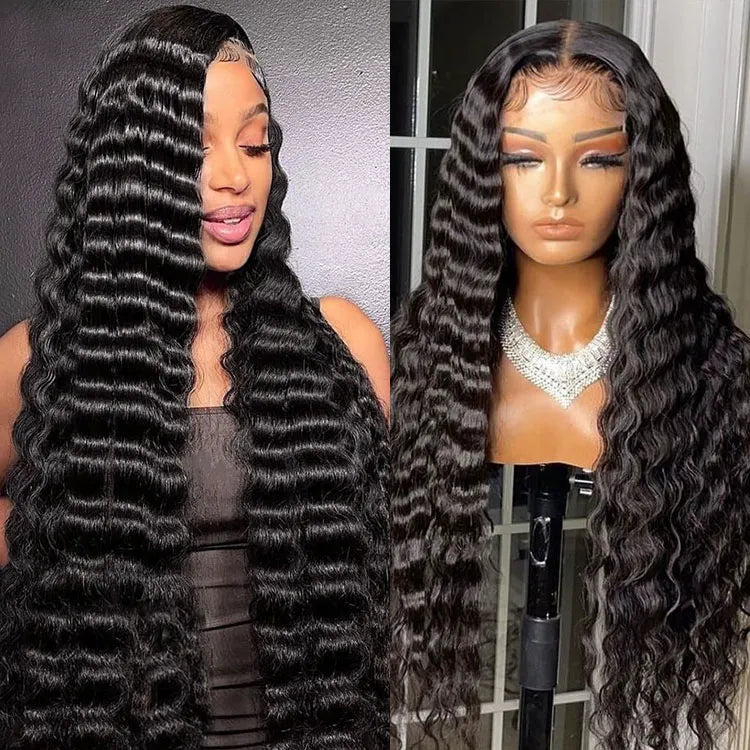 Crimped Hair 5*5 HD Lace Wig Loose Deep Wave 14A Brazilian Virgin Human Hair Wigs