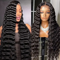 Crimped Hair 5*5 HD Lace Wig Loose Deep Wave 14A Brazilian Virgin Human Hair Wigs