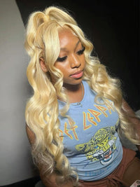 613 Blonde 13x6 Lace Frontal Wig Glueless Bone Straight / 3D Body Wave / Deep Wave Pull Go Drawstring Wig