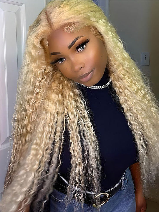 613 Blonde Hair 13x6 HD Lace Front Wig Deep Wave Pre Plucked Bye Bye Knots Wig