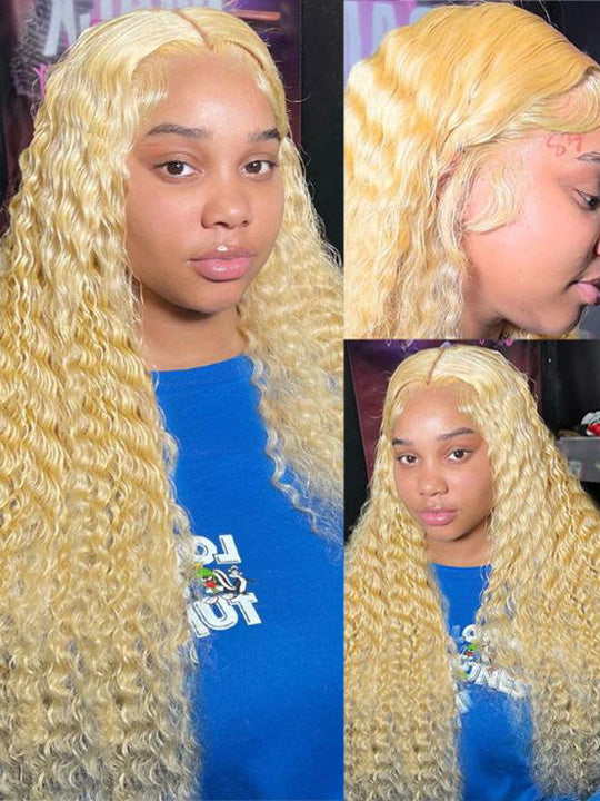613 Blonde Hair 13x6 HD Lace Front Wig Deep Wave Pre Plucked Bye Bye Knots Wig