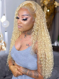 613 Blonde Hair 13x6 HD Lace Front Wig Deep Wave Pre Plucked Bye Bye Knots Wig