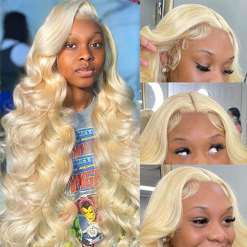 613 Honey Blonde Hair 13x4 HD Lace Front Human Hair Wigs 3D Body Wave