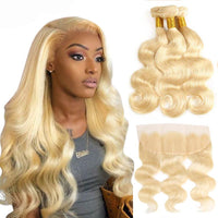 613 Honey Blonde Bundles Body Wave Human Hair Bundles With 13x4 Lace Frontal