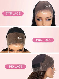 Kisslove Invisi-Drawstring 360 Lace Wig Ombre Brown Hair Yaki Body Wave Wigs with Newborn Hairline