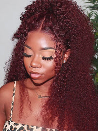 99J Dark Red Hair Jerry Curly Burgundy Wig 13x4 13x6 360 Transparent Lace Human Hair Wigs