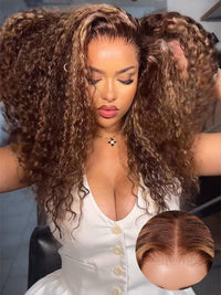 Bleached Knots Highlight Wig Deep Wave 13x4 HD Lace Frontal Virgin Human Hair Wigs