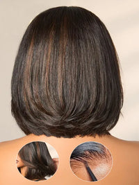 Kisslove Hair 300% Density 7x5 Bye Bye Knots Layered Yaki Straight Short Bob Wig Invisi Drawstring Glueless Bob Wigs