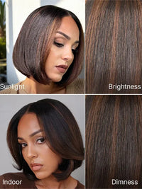 Kisslove Hair 300% Density 7x5 Bye Bye Knots Layered Yaki Straight Short Bob Wig Invisi Drawstring Glueless Bob Wigs