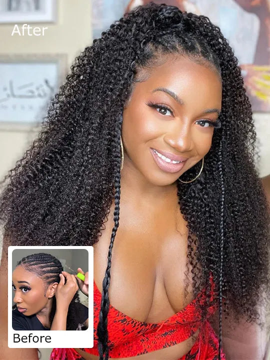 Brazilian Afro Kinky Curly Knotless Crochet Human Hair Extensions For Boho Braiding