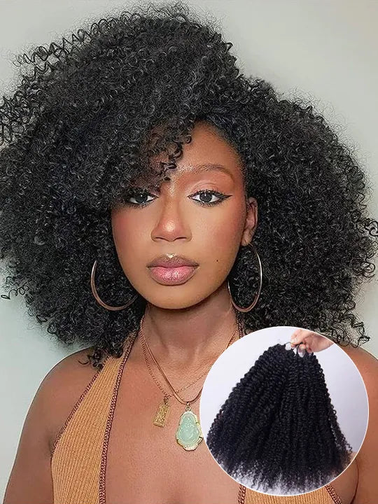 Brazilian Afro Kinky Curly Knotless Crochet Human Hair Extensions For Boho Braiding