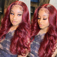 [Air Wig] 99J Burgundy 13x4 Lace Front Wig 3D Body Wave With Breathable Cap