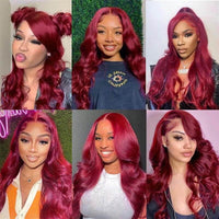[Air Wig] 99J Burgundy 13x4 Lace Front Wig 3D Body Wave With Breathable Cap