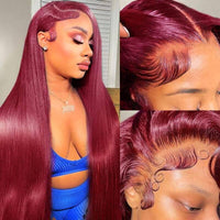 [Air Wig] 99J Burgundy 13x4 Lace Wig Straight Human Hair