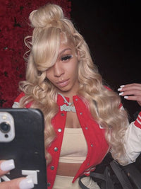 Kisslove Ash Blonde Hair 3D Body Wave Wig Snug Fit Invisi Strap 360 Lace Frontal Wigs