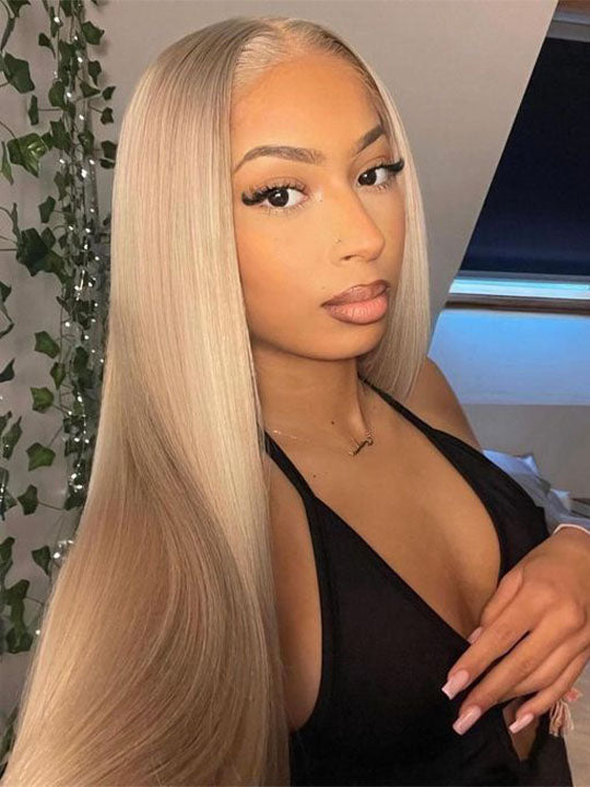 Bone Straight Ash Blonde Wig 13x4 13x6 HD Transparent Lace Human Hair Wigs