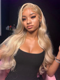Kisslove Hair Ash Blonde 13x4 Lace Frontal Wig Loose Body Wave Glueless Lace Wigs Natural Hairline