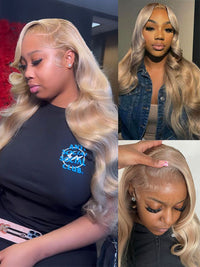 Kisslove Ash Blonde Hair 3D Body Wave Wig Snug Fit Invisi Strap 360 Lace Frontal Wigs