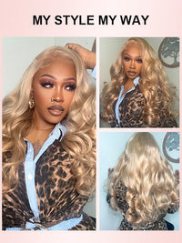 Kisslove Hair Ash Blonde 13x4 Lace Frontal Wig Loose Body Wave Glueless Lace Wigs Natural Hairline
