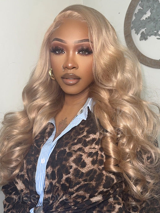 13x6 HD Lace Front Wig Ash Blonde Hair 3D Body Wave 100% Human Hair Wigs